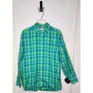 SOUTHERN TIDE Classic Fit Green Blue Plaid 100% Cotton Casual Shirt Sz Medium